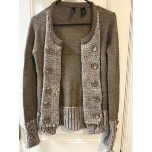 BKE Boutique Cardigan Women’s Small Wool Alpaca Linen Open Knit Sweater Buttons